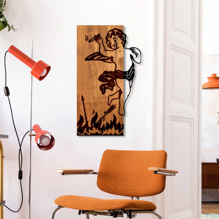 Wallity Fallen Eros Escultura de Pared en Madera y Metal